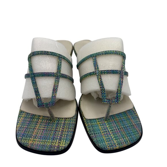 Apostrophe Womens Size 9 Square Toe Multi-Color Strappy Sandal Heels - Picture 1 of 6